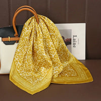 Luxury Print Satin Silk Square Scarf for Women Shawl Hijab Neckerchief Female Hair Ribbon Headband Fashion Wrap Bandana 2023 New Econic Blanks