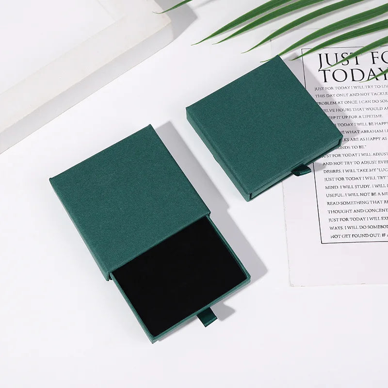 10pcs 8x8x1.7cm Kraft Paper Drawer Travel Jewelry Packaging Box Greeting Card Necklace Bracelet Earrings Gift Organizer Case Box Purest Peak
