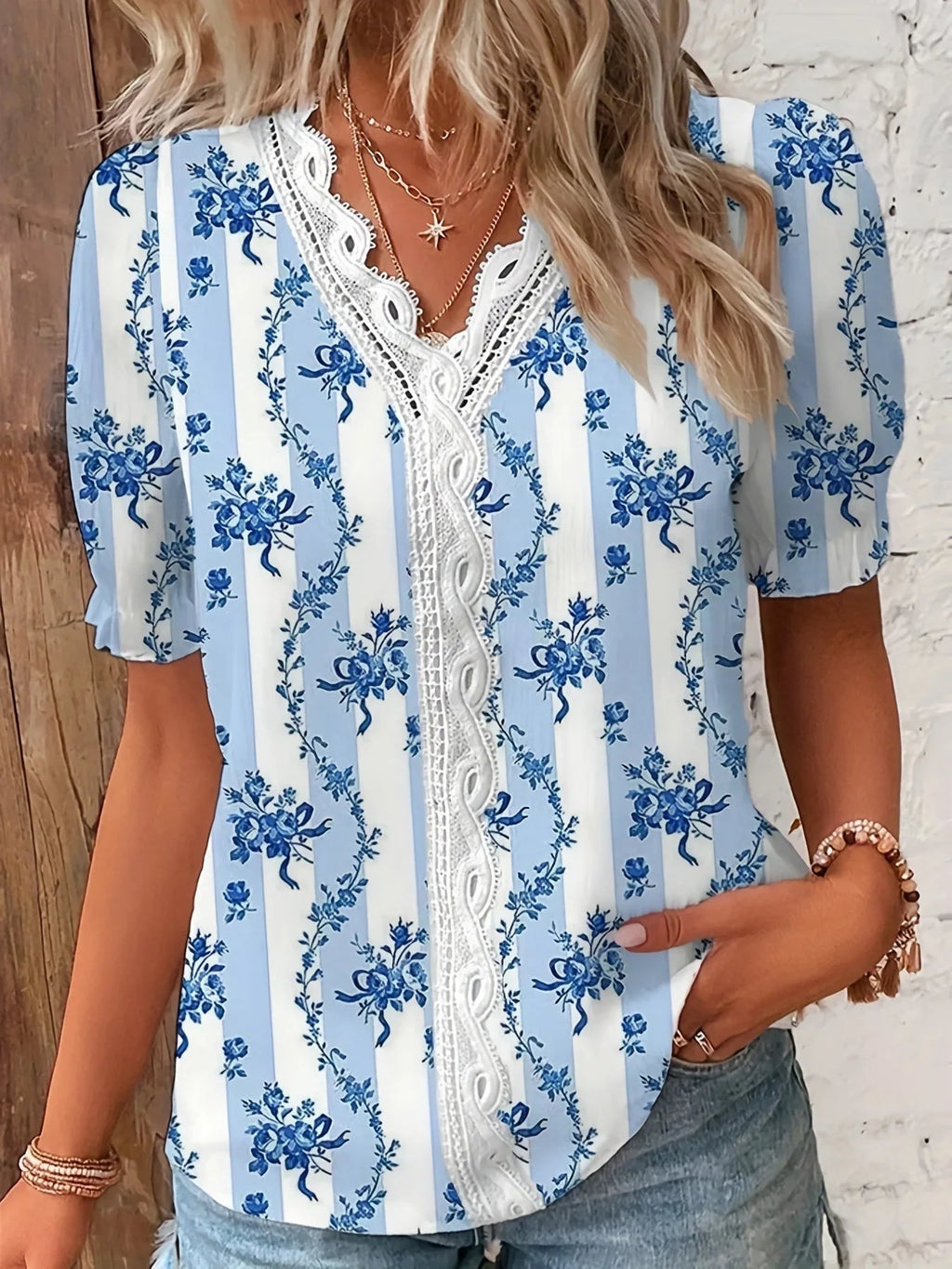 2024 Fashion Casual Vacation Shirt Women Summer V Neck Hollow Out Solid Color Blouse Female Elegant Striped Jacquard Casual Tops Quick Pick Grocers