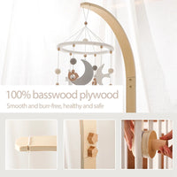 Baby Wooden Bedbell Bracket 0-12 Months Bed Bell Bracket Wooden Mobile Newborn Crochet Bed Bell Hanging Toys Newbaby Rattle Toys Purest Peak