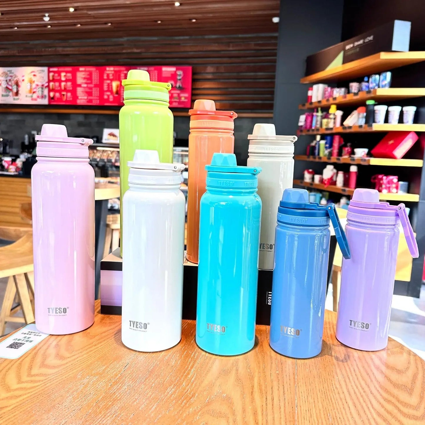TYESO Stainless Steel Thermal Water Bottle Portable Tumbler Sport Vacuum Flask Keeps Cold and Heat Thermal Mug Car Insulated Cup Quick Pick Grocers