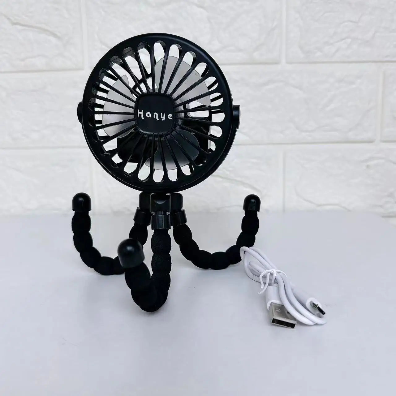 New Multifunctional Childrens Stroller Mini Fan Portable USB Charging Small Fan Mobile Phone Holder Outdoor Handheld Octopus Fan Purest Peak