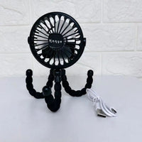 New Multifunctional Childrens Stroller Mini Fan Portable USB Charging Small Fan Mobile Phone Holder Outdoor Handheld Octopus Fan Purest Peak