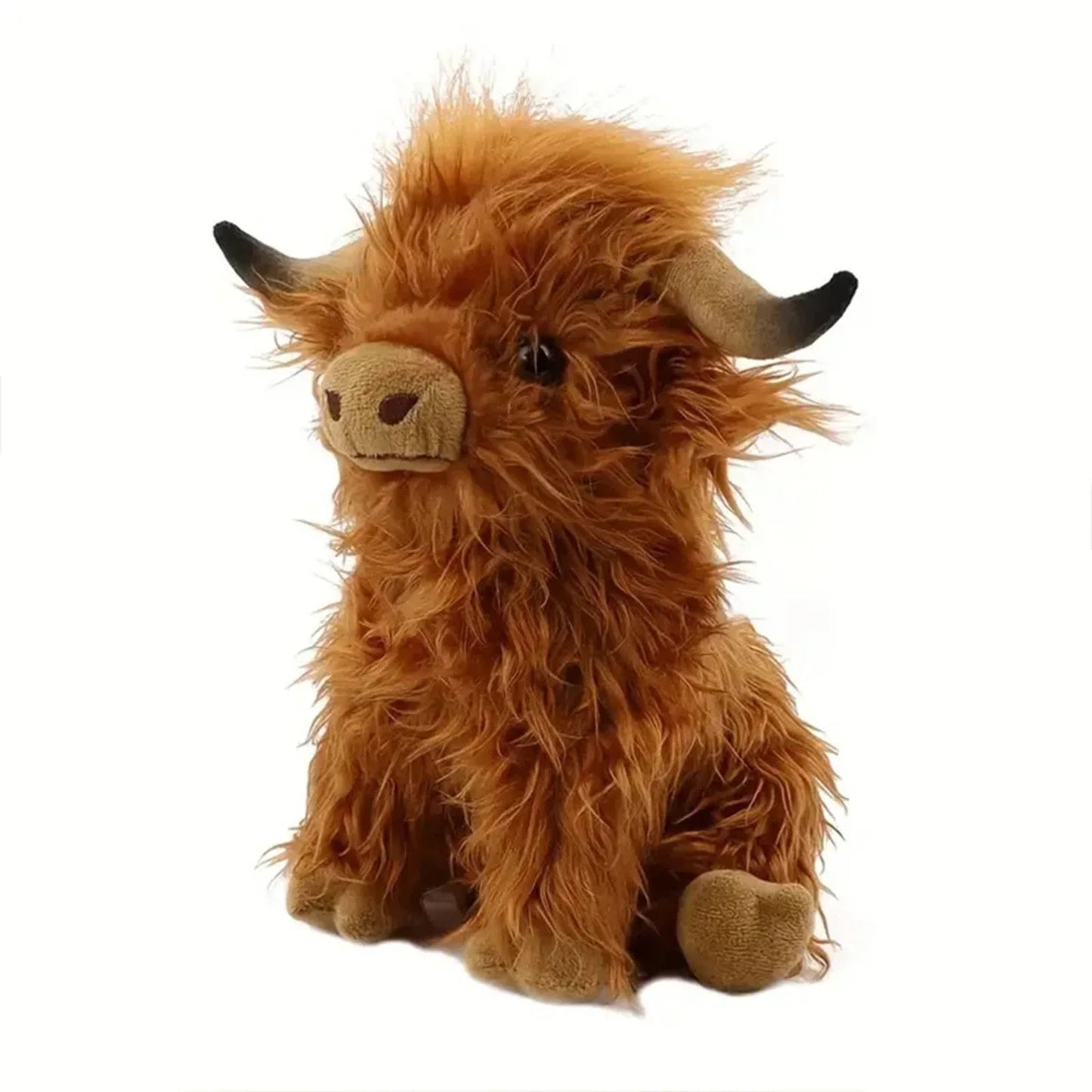 30cm Simulation Kyloe Cream Highland Cow Animal Plush Doll Soft Stuffed Highland Cow Cattlle Plushie Gift for Kids Boys Girls Econic Blanks