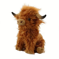 30cm Simulation Kyloe Cream Highland Cow Animal Plush Doll Soft Stuffed Highland Cow Cattlle Plushie Gift for Kids Boys Girls Econic Blanks