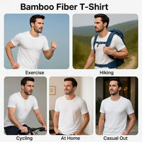 2 Packs Bamboo Fiber Round Neck T-shirts Short Sleeve Classic Tees Sweat-absorbent Gym Man Undershirt Solid Color Tee Black New Quick Pick Grocers