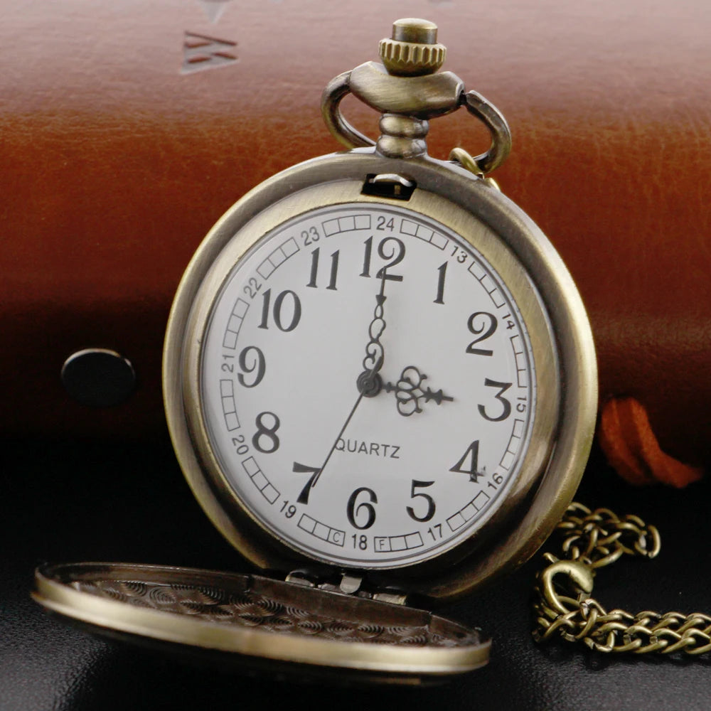 Bronze Mysterious Number Puzzle Men's and Women's Pendant Quartz Pocket Watch Retro Fashion Necklace Student's Best Gift Quick Pick Grocers