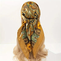 Satin Square Scarf Women Muslim Hijab Elegant 2025 Print Silk Neckerchief Shawl Wraps Headband Handle Hair Accessories Bandana Econic Blanks
