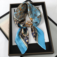 60Colors Luxury Scarf Women 70*70Cm Silk Feel Square Hair Wrapping Foulard Satin Shawl Big Size Head Bandana Hijab Handkerchief Quick Pick Grocers