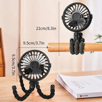 New Multifunctional Childrens Stroller Mini Fan Portable USB Charging Small Fan Mobile Phone Holder Outdoor Handheld Octopus Fan Purest Peak