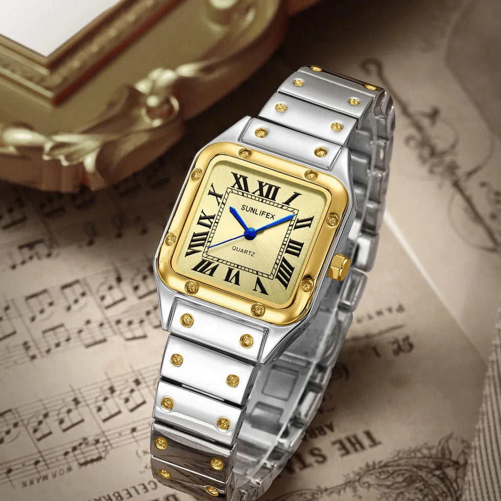 Square Women Watches Ladies Quartz Watch Female Wristwatch Stainless Steel Bamboo Strap Casual Lady Clock Watch Relogio Feminino Quick Pick Grocers