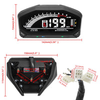 Motorcycle New Adjustable Speedometer 12000 RPM Display Motor Odemeter Tachometer Fuel Level Gauge Dashboard for 1 2 4 Cylinder