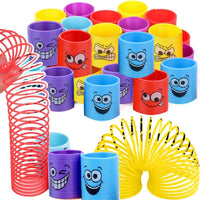 12PCS for Kids Girls Boys Smiling Face Spring Rainbow Magic Fidget Stress Coil Springs Bulk Mini Toys Party Favors Toys Econic Blanks
