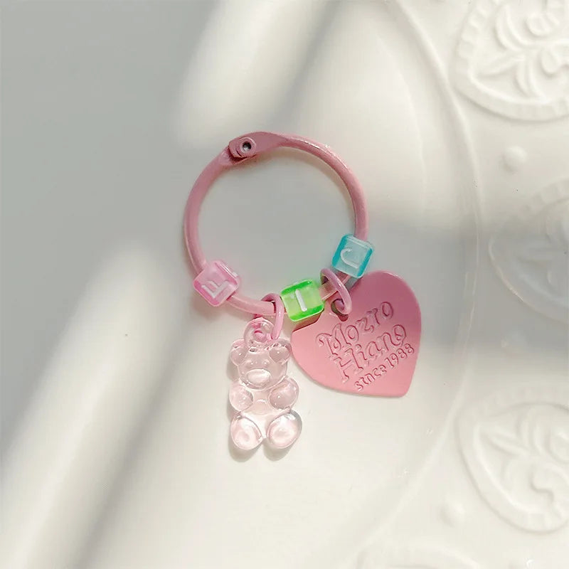 10pcs Metal Keyrings Buckle With Stars Bear Pendant Colored Keychain For Diy Jewelry Making Key Ring Accessories Wholesale Econic Blanks