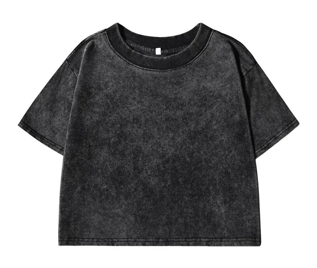 100% Cotton Washed T-Shirts For Women Loose O-Neck Crop Tops Y2k Street Female Clothes Summer Casual Vintage Short Sleeve Tees Quick Pick Grocers