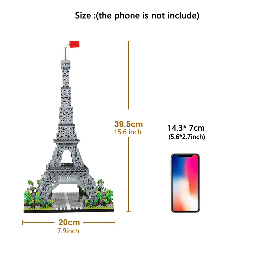 Eiffel Tower Paris Architectural Micro Mini Model Building Blocks Toy : Enhance Your Office Decor, Boost Hand Skills Gift Quick Pick Grocers
