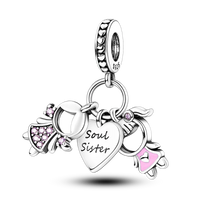 2025 Hot Sale Charms Bead 925 Sterling Silver Pink Butterfly Luminous Firefly Dangle Fit Bangle Bracelet Necklace DIY Jewelry Econic Blanks
