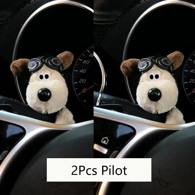 Kawaii Plush Puppy Clutch Decoration – Cute Dog Car Wiper & Turn Signal Switch Ornament with Bowknot | Auto Interior Accessories Econic Blanks