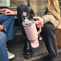 Cup Accessories for Stanley Cup Set of 9 Straw and Brush and 1 Flower Charm Chain 3 Spill Proof Stopper Flowers Straw Cover Boot Quick Pick Grocers