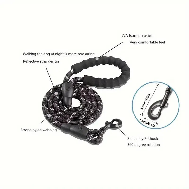 Reflective Dog Leash With Comfortable Padded Handle - Double Heavy Duty Traction Rope For Strong Dogs - Enhance Safety And Contr Econic Blanks