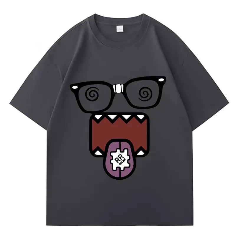 Domo Kun Funny Meme T Shirts Men's Women Clothes Classic Cotton Casual Tee Shirts Short Sleeve Summer T-shirt Tops Streetwear Quick Pick Grocers