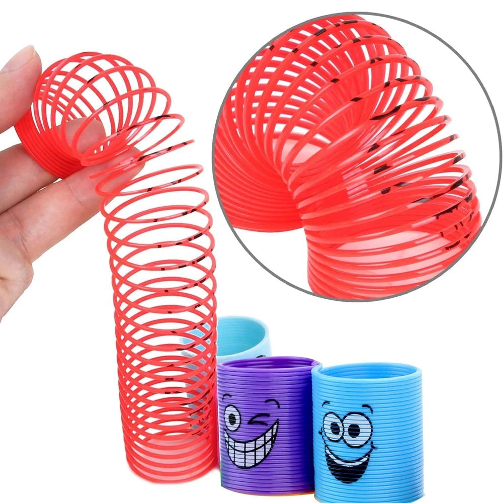 12PCS for Kids Girls Boys Smiling Face Spring Rainbow Magic Fidget Stress Coil Springs Bulk Mini Toys Party Favors Toys Econic Blanks