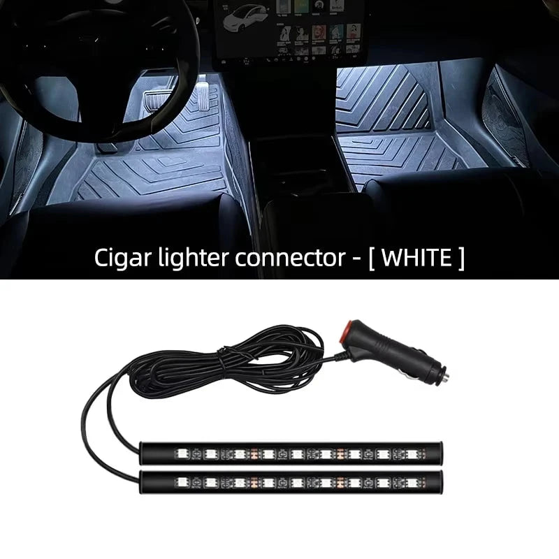 2-in-1 LED Car Neon Foot Light - USB & Cigarette Lighter Interior Ambient Lamp Econic Blanks