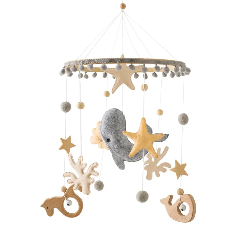 Baby Crib Mobile Rattle Toy For 0-12 Months Cartoon Felt Forest Animal Bed Bell Hanging Wooden Bracket Mobile Newbaby Rattle Toy Purest Peak