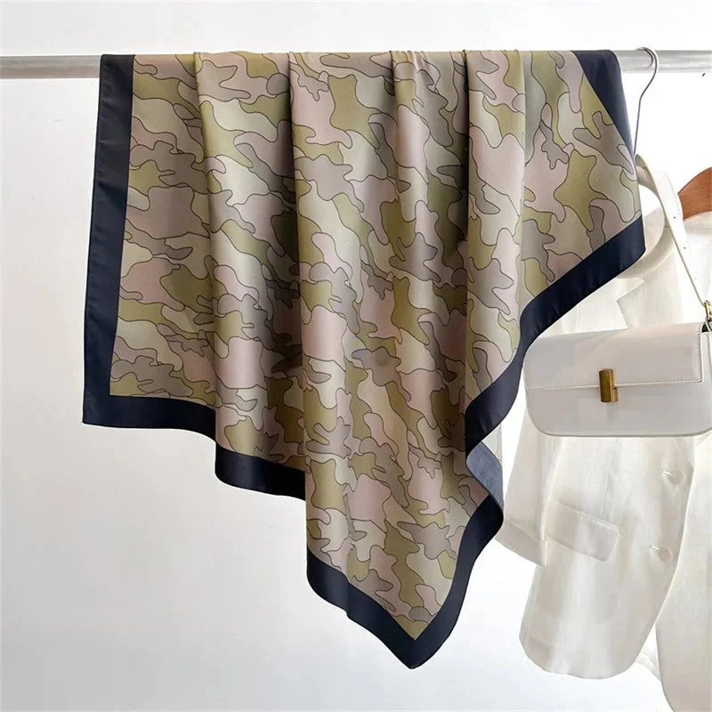 90*90Cm Square Scarf Twill Silk Feeling Women Head Shawls and Wraps Luxury Hair Tree Print Neck Scarves Hijab Bandana Pashmina Econic Blanks