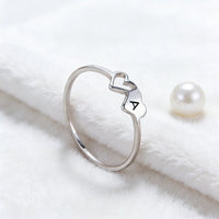COOLTIME Initial Letter Ring for Women Stainless Steel A-Z Alphabet Double Heart Rings Simple Wedding Cheap Gift For Lover Quick Pick Grocers