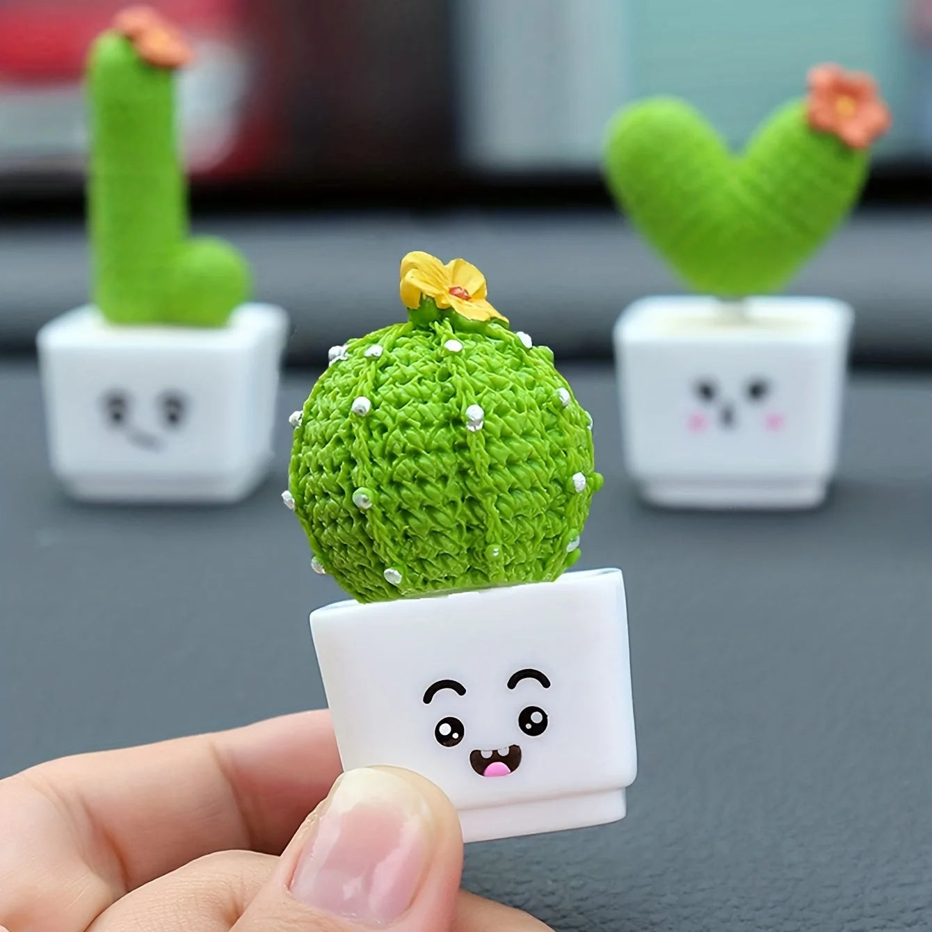 1 Set Of 4, Resin Succulent Cactus Mini Green Plant Car Office Home Living Room Crafts Quick Pick Grocers