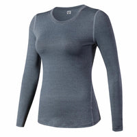 Base Layer Fitness Sport Shirt Quick Dry Women long Sleeves Top Gym jogging lady T-shirt Train Workout Clothing White Yoga Shirt Quick Pick Grocers