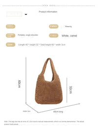 French Style Large Capacity Woven Straw Woven Bag for Women New Beach Vacation Shoulder Bag Casual Commuting Tote Bag Purse Quick Pick Grocers