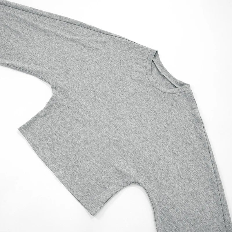 Women's Long Sleeve O-Neck Skinny T-Shirt Monochromatic Crop Top Casual Y2K Streetwear Fashion Pullover Summer Outfit Quick Pick Grocers