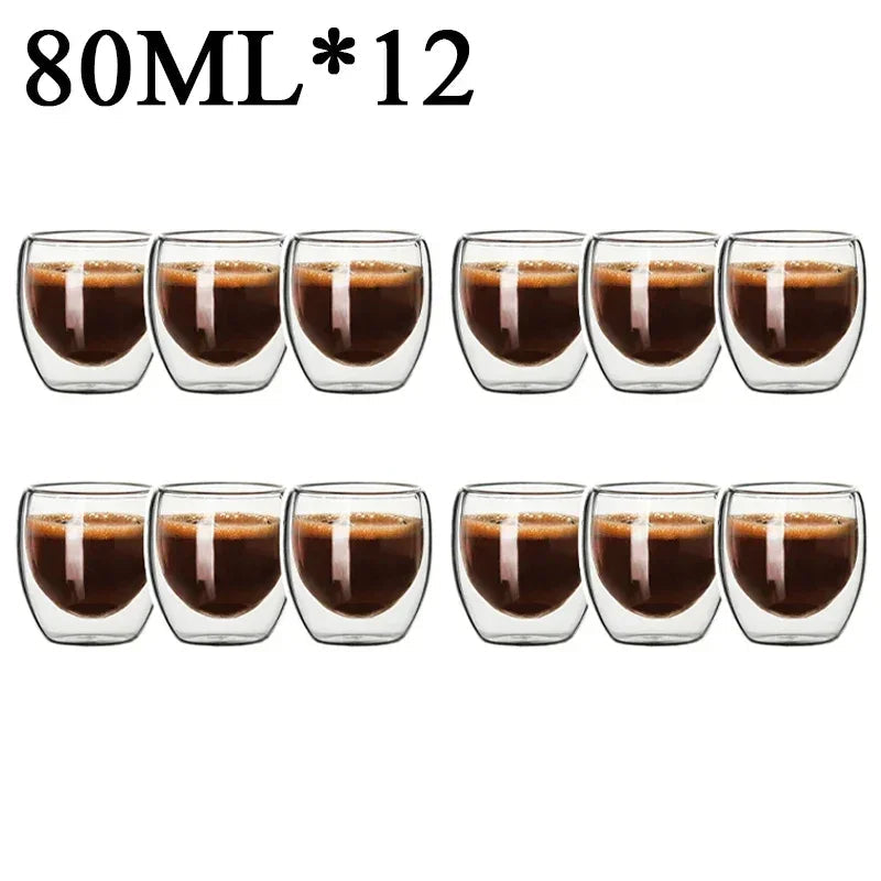 2-18PCS Double Wall High Borosilicate Glass Mug Heat Resistant Tea Milk Juice Coffee Water Cup Bar Drinkware Gift Creativity Set Quick Pick Grocers