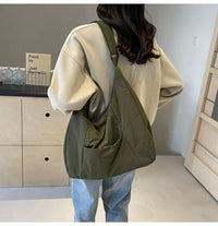 Trendy Women's Soft Cloth Shoulder Bag Solid Color Student 2026 Spring Y2k Casual Style Big Handbags Crossbody Bags for Women Quick Pick Grocers