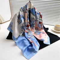 90*90Cm Square Scarf Twill Silk Feeling Women Head Shawls and Wraps Luxury Hair Tree Print Neck Scarves Hijab Bandana Pashmina Econic Blanks
