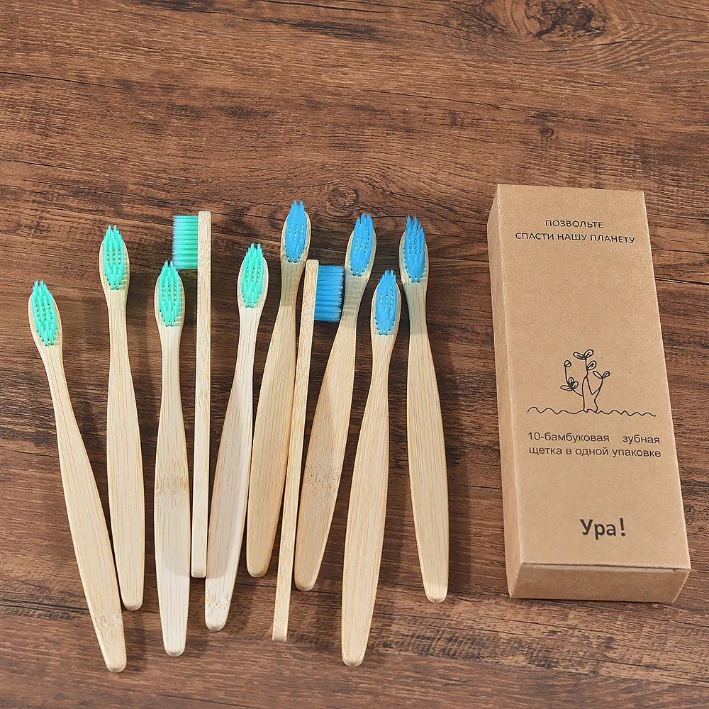 10Pcs Colorful Toothbrush Natural Bamboo Tooth Brush Sets Soft Bristle Charcoal Teeth Eco Bamboo Toothbrushes Dental Oral Care Econic Blanks