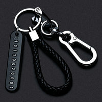 Trendy DIY Mobile Phone Number Plate Pendant Keychain for Men Punk Simple Woven Leather Rope Anti-lost Car Key Chain Accessories Econic Blanks
