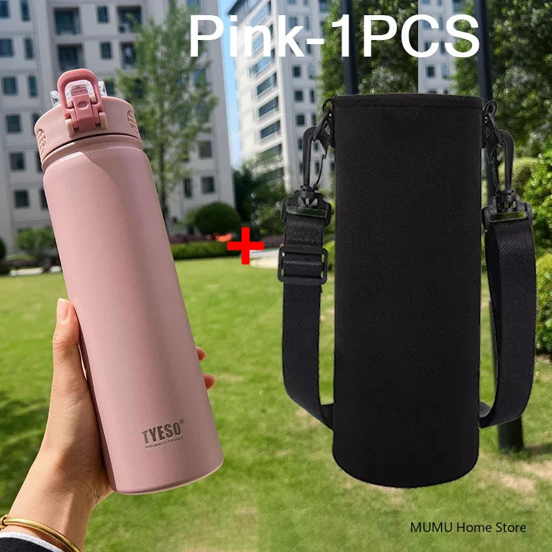 TYESO 600/750ML Thermos Bottle With Straw Stainless Steel Car Thermal Cup Sports Water Bottles Keeps Cold and Heat Thermal Mug Quick Pick Grocers
