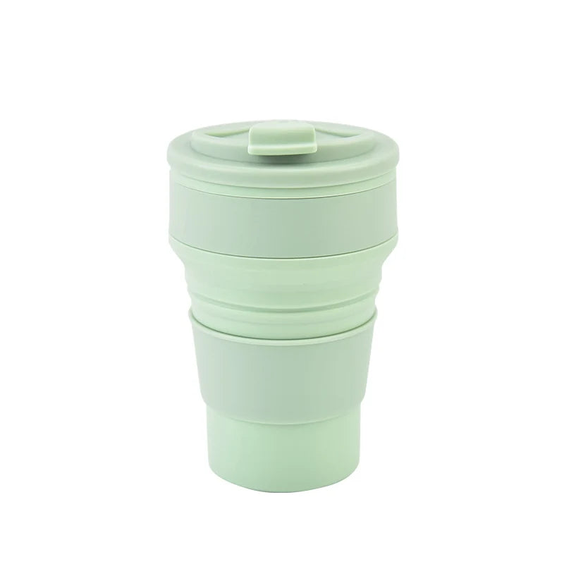 350ML/500ML Silicone Folding Cup Collapsible Mug With Cover Coffee Travel Outdoors Portable Water Drinking Tea Cups Quick Pick Grocers