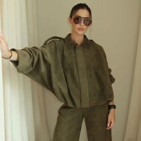 HXAO Women's Bomber Jacket Lapel Long Sleeve Zipper Suede Jacket Women 2025 High Street Cropped Racing Jackets Coats Outerwears Econic Blanks