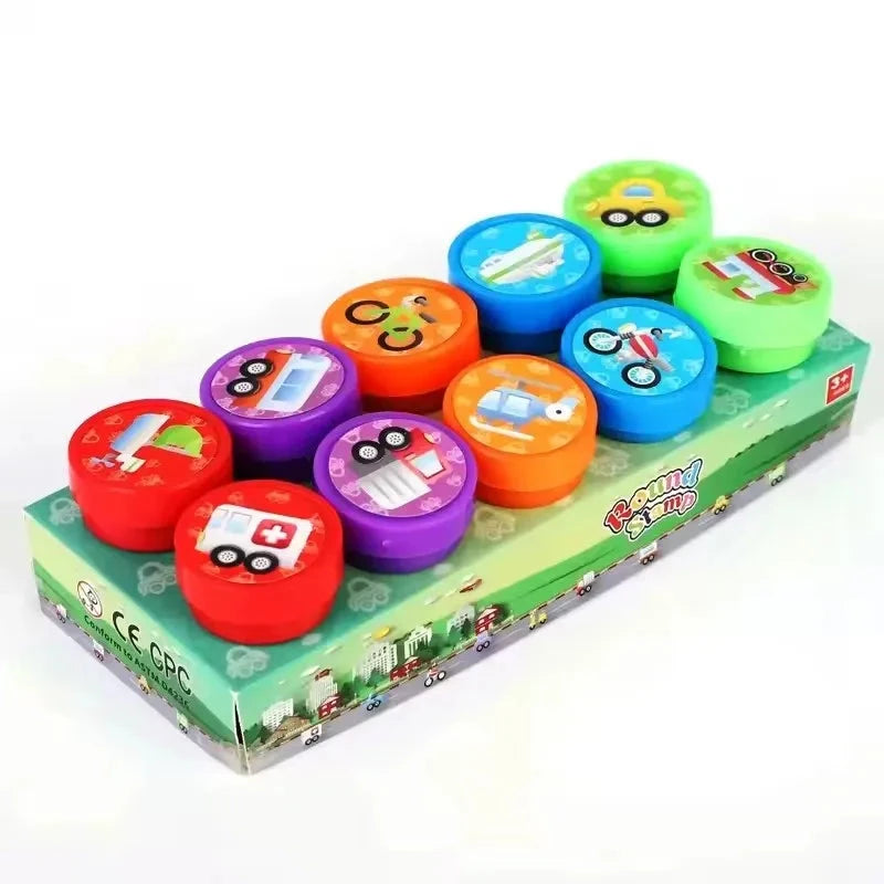 10pcs Assorted Stamps for Kids Self-ink Stamps Children Toy Stamps Smiley Face Seal Scrapbooking DIY Painting Photo Album Decor Econic Blanks