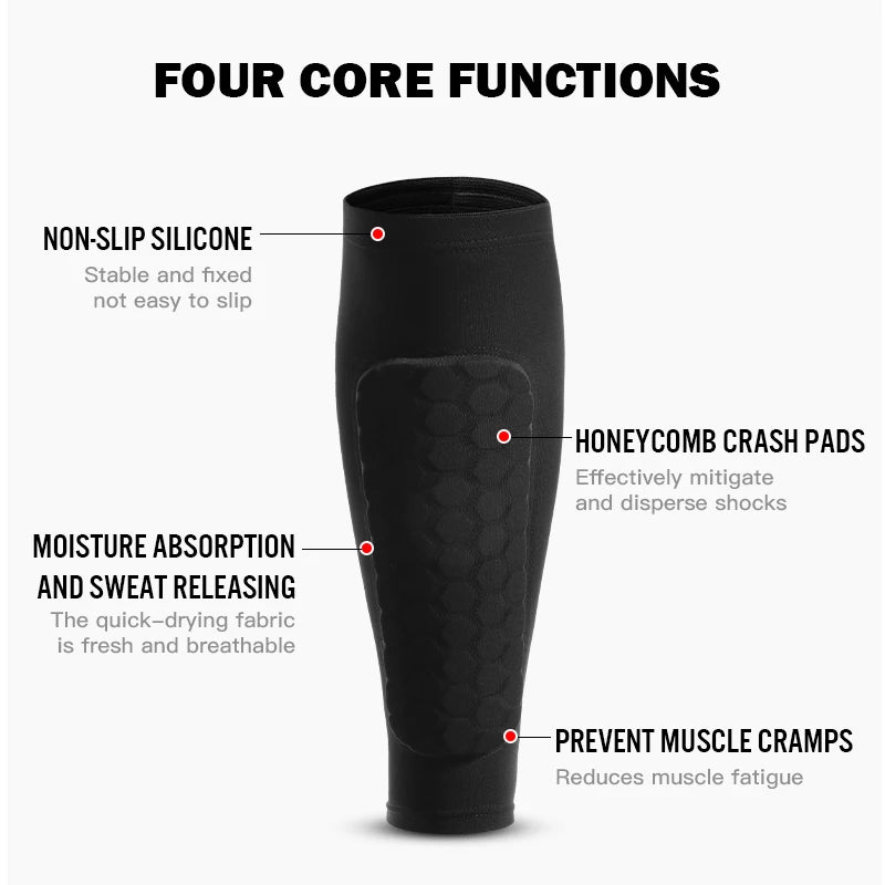 1Pcs Football Shin Guard Socks Sleeves with Foam,Calf Compression Sleeve Honeycomb Pads,Sports Legging & Soccer Equipment Quick Pick Grocers