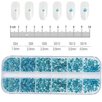 12Grids SS6-SS30 Mixed Nail Rhinestones Shiny Clear/Gold/Pink/Blue Diamond Flat-back Nail Gems Glass Stones Nails Decoration Econic Blanks