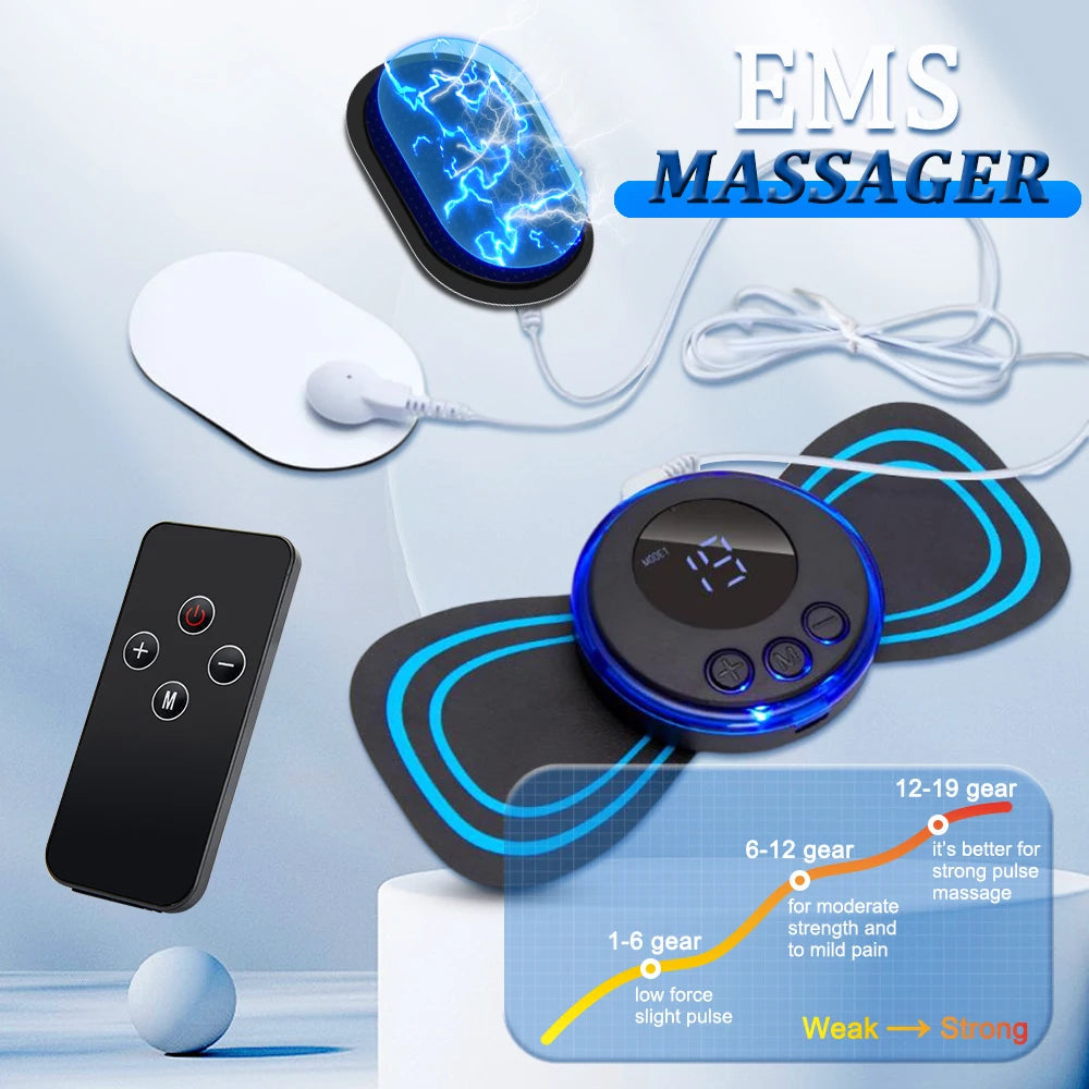EMS Neck Massager Electric Muscle Stimulator Cervical Sticker Massage Patch Low Frequency Pulse Masajeador Pads Body Pain Relief Quick Pick Grocers