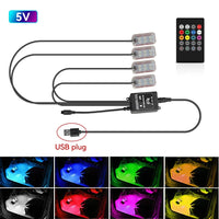 LED Car Interior Ambient Lights Foot Strip Lighting Kit Accessories Backlight Remote App Music Control Auto RGB Decorative Lamp Econic Blanks