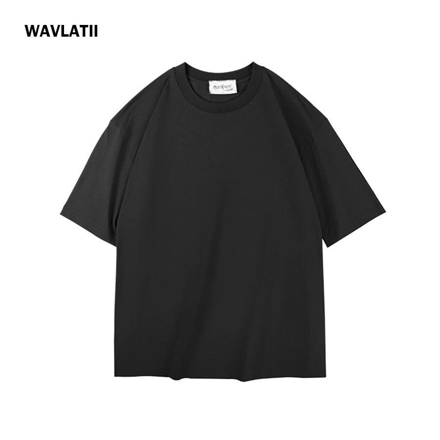 WAVLATII Women New Oversized T shirts Female 260 GSM White Casual Streetwear Tees Unisex Solid Korean Cool Tops for Young WT2560 Quick Pick Grocers