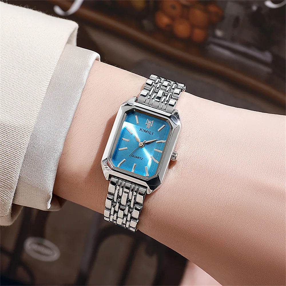 Women's Fashion Square Watches Gold Alloy Strap 2025 Luxury Ladies Quartz Wristwatches Qualities Female Roman Scale Clock Quick Pick Grocers