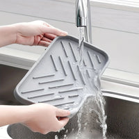 Multifunctional Silicone Sink Tray with Drain - Soap Holder, Sponge & Brush Organizer for Kitchen & Bathroom Econic Blanks